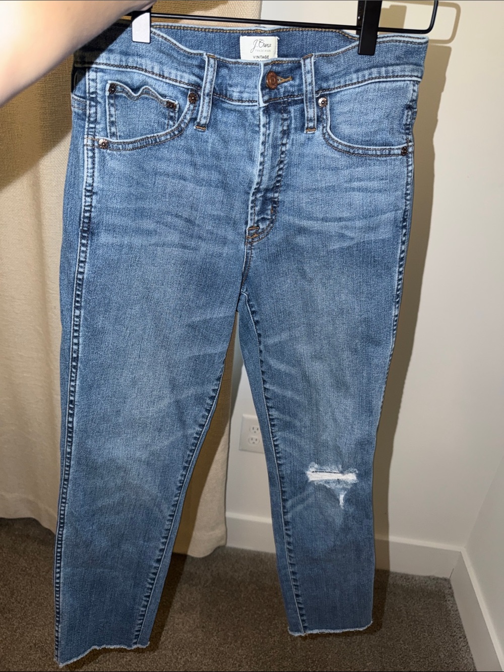 J. Crew Mid Blue High-Rise Distressed Women's Jeans